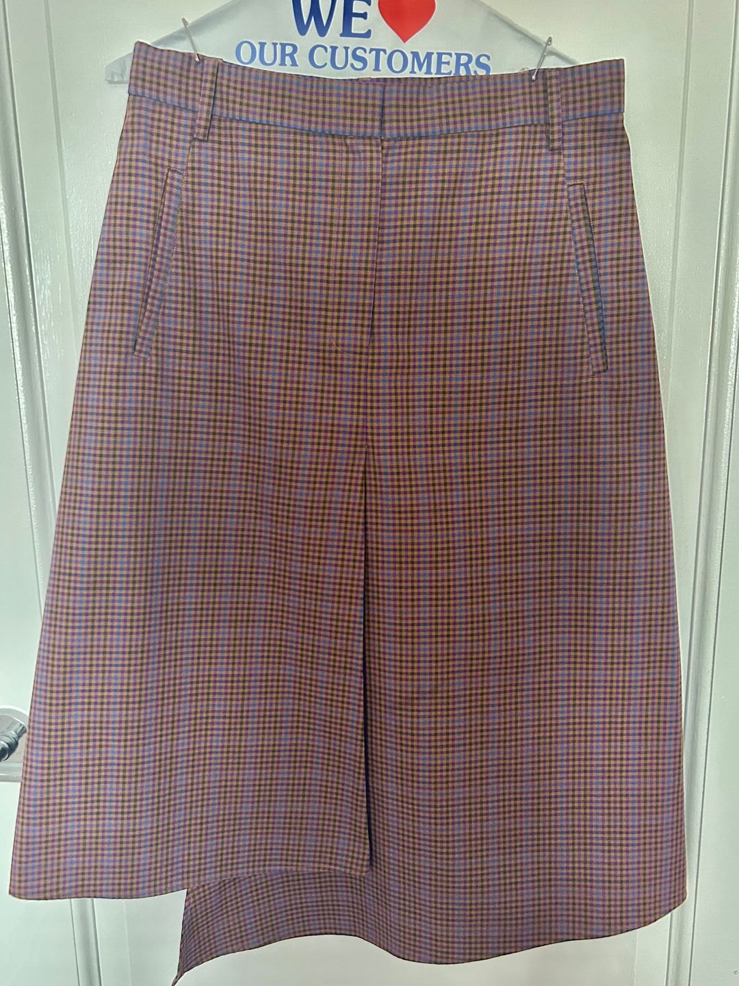 Tibi Asymmetrical Plaid Trouser Skirt