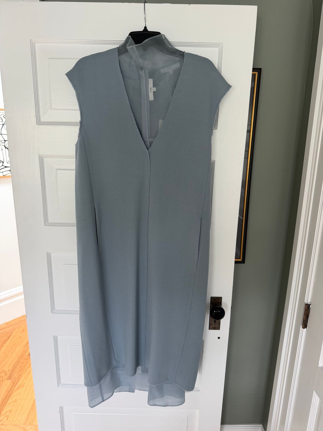 Tibi Melee Crepe V-Neck Dress With Organza Lining