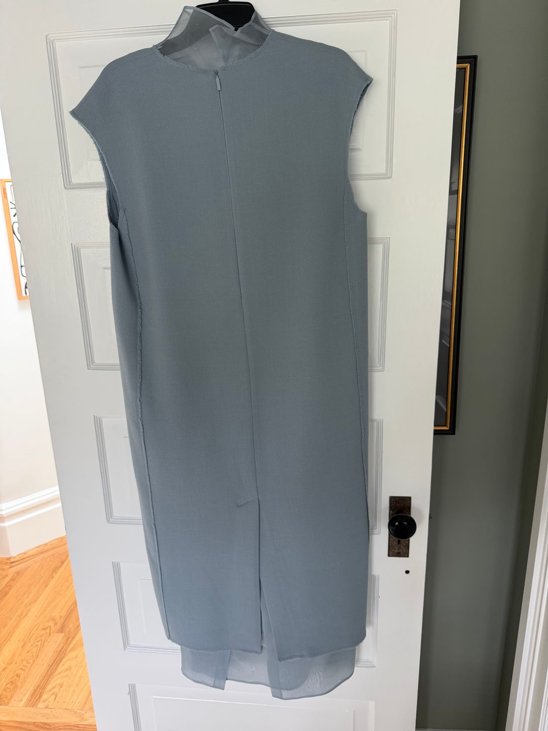 Tibi Melee Crepe V-Neck Dress With Organza Lining
