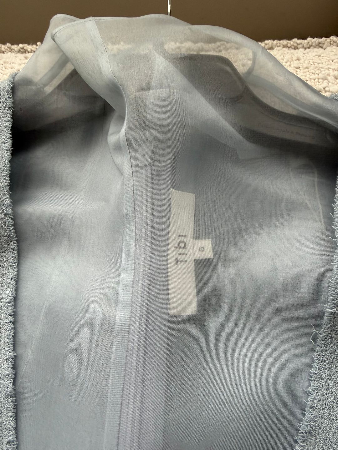Tibi Melee Crepe V-Neck Dress With Organza Lining