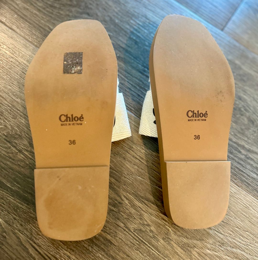Woody Flat Logo Ribbon Slide Sandals