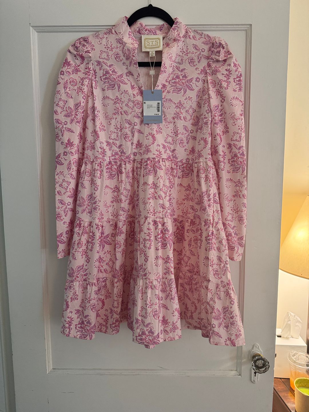Pink Baroque Floral Long Sleeve Tunic Flare Dress