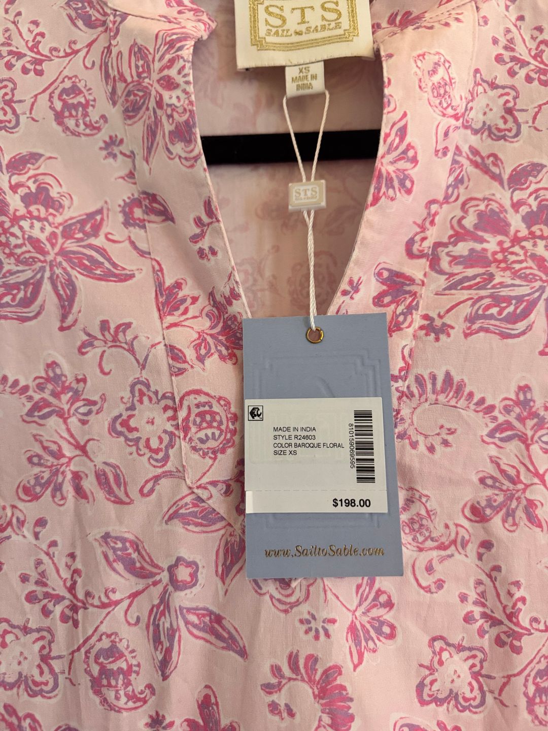 NWT Sail to Sable Pink Baroque Floral Long Sleeve Tunic Flare Dress