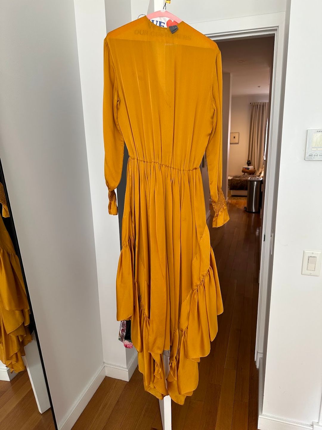 Arje Indira Silk Ruffle Dress in Saffron