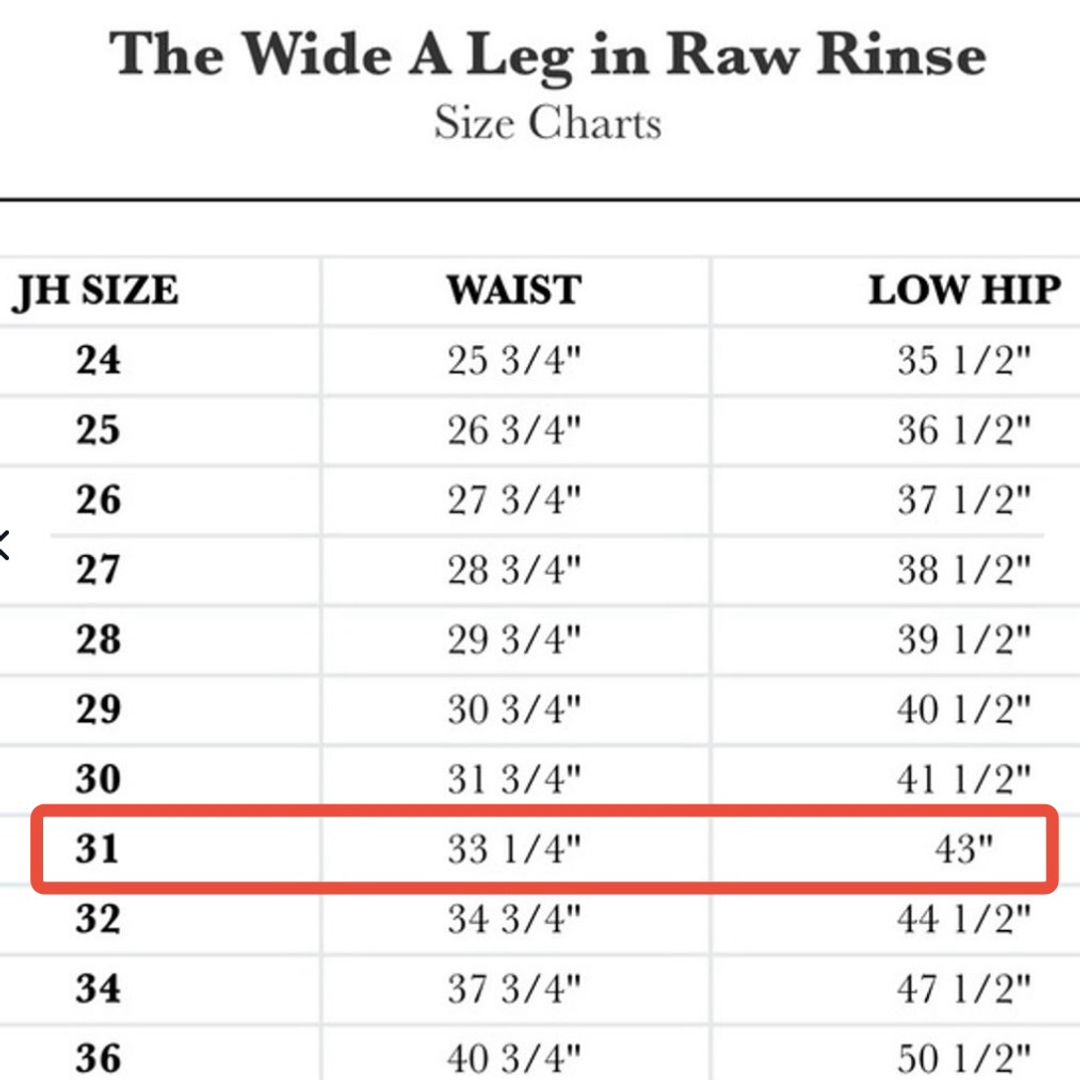 NWT High Waist Wide A Leg Jean Raw Rinse 31 