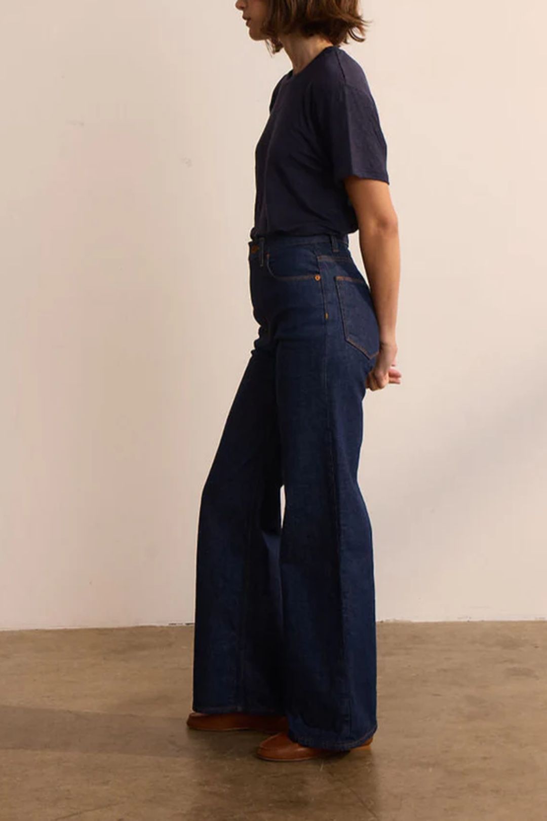 High Waist Wide A Leg Jean Raw Rinse