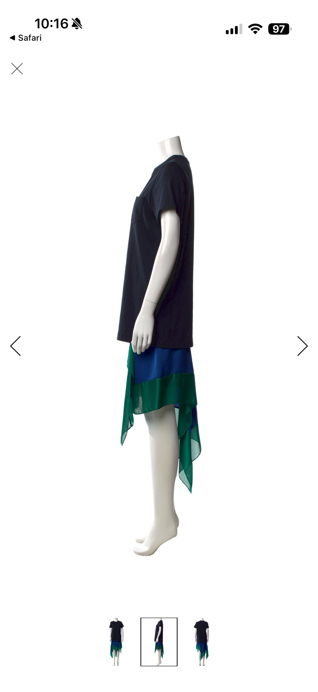 Sacai Double Layer Chiffon and Jersey T-Shirt Dress