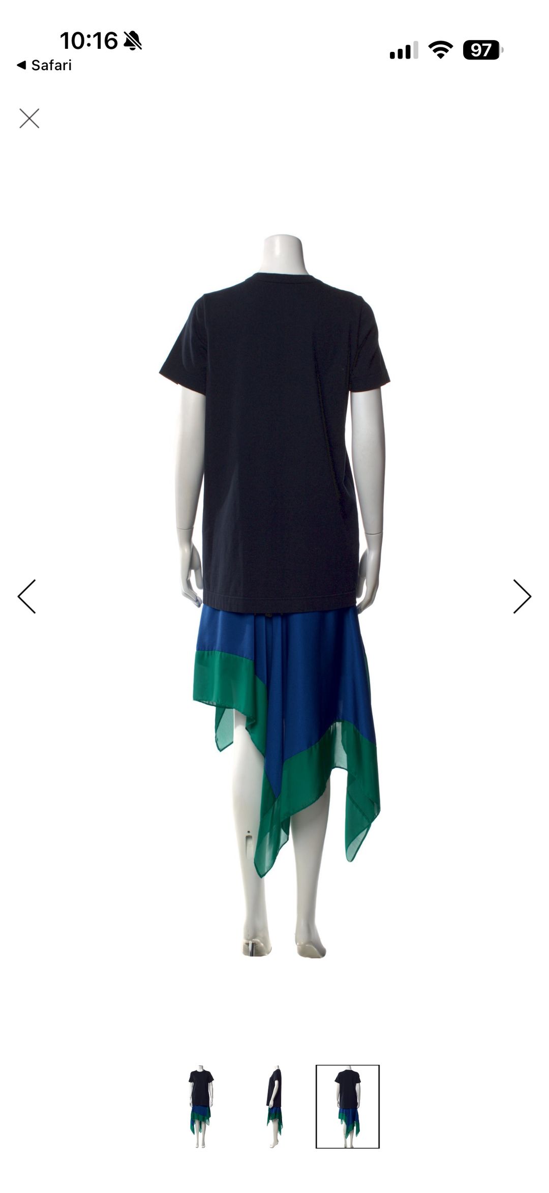 Sacai Double Layer Chiffon and Jersey T-Shirt Dress