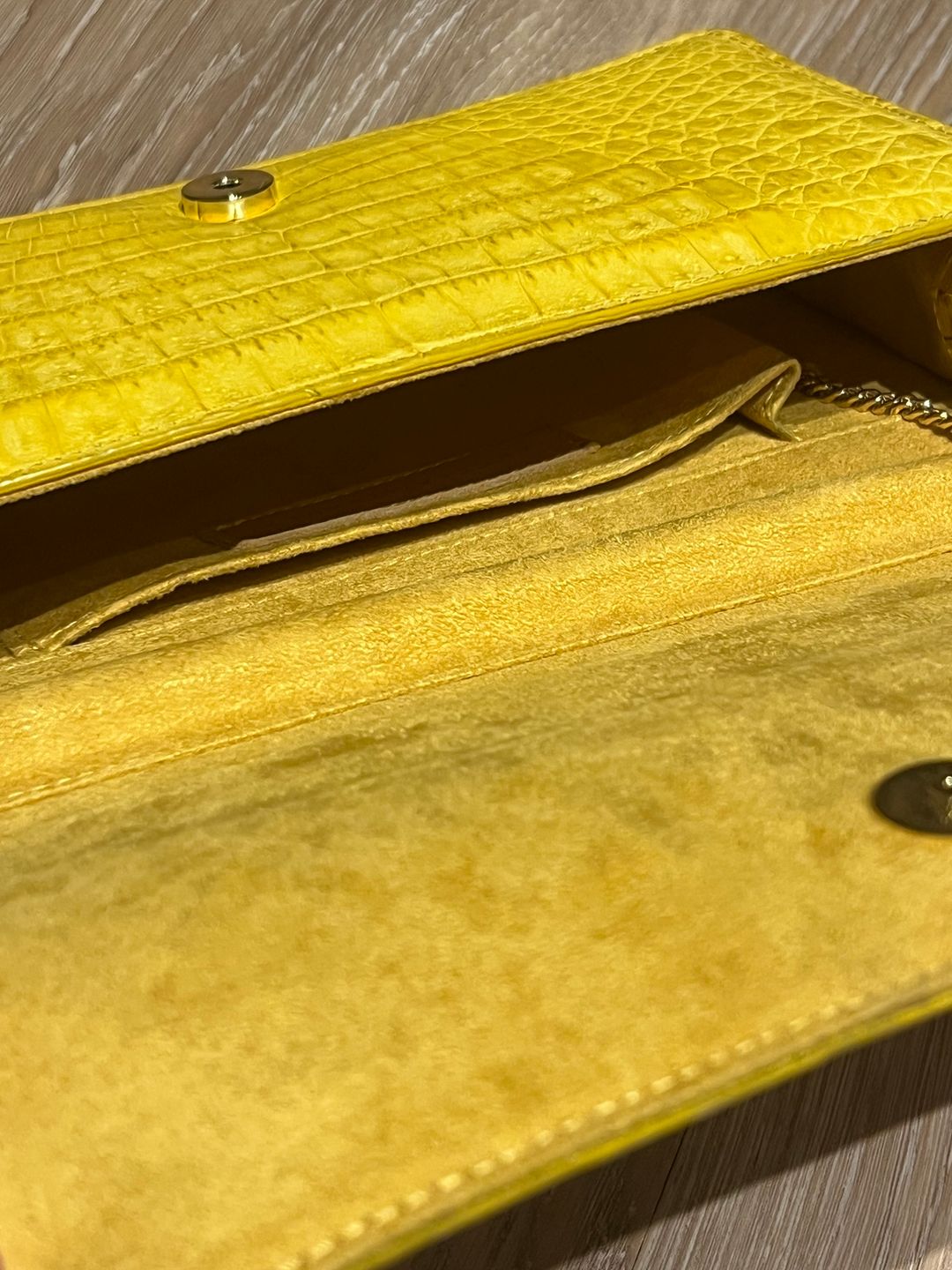 NWT Skin Yellow Crocodile Exotic Skin Clutch