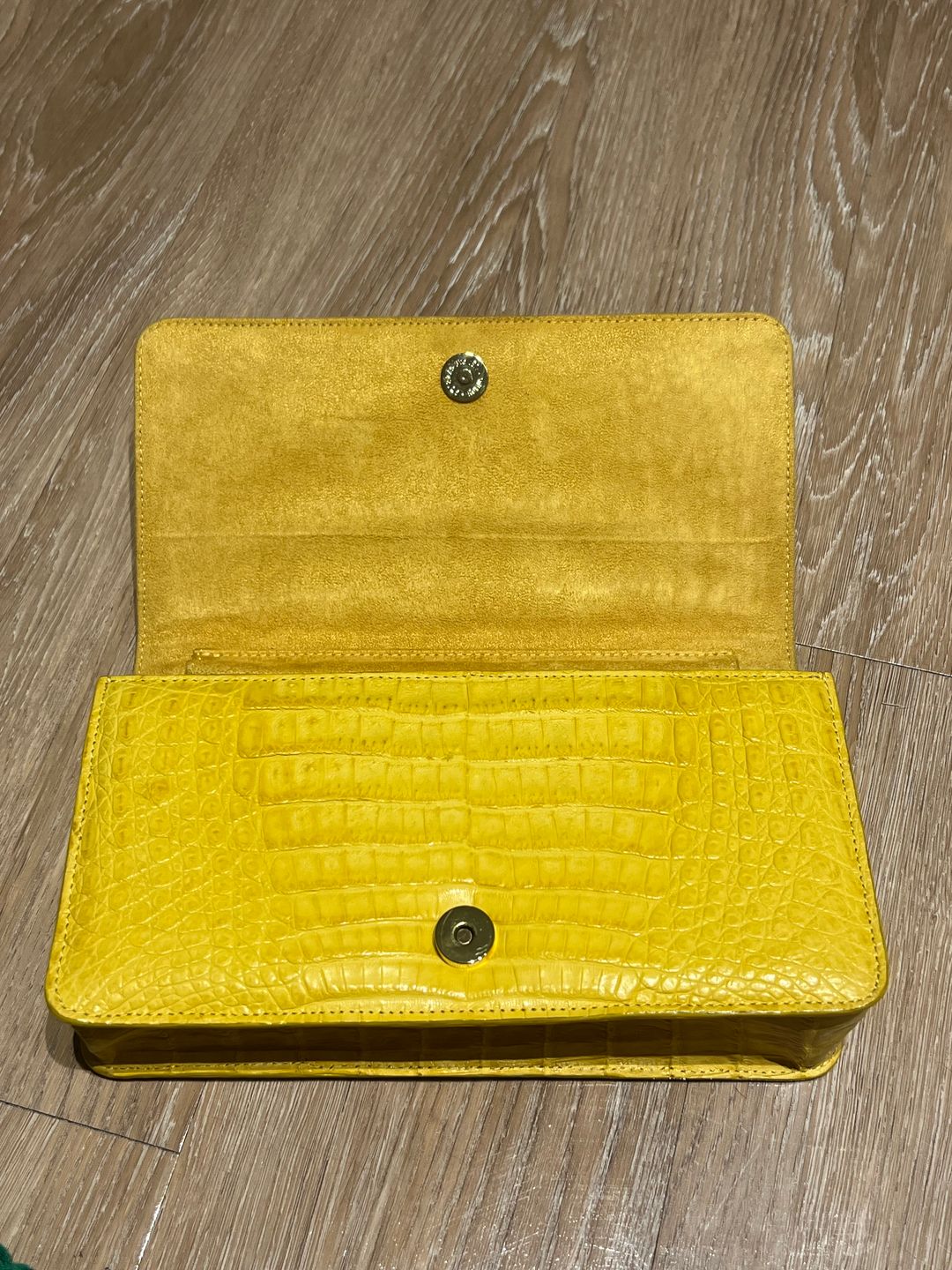 NWT Skin Yellow Crocodile Exotic Skin Clutch