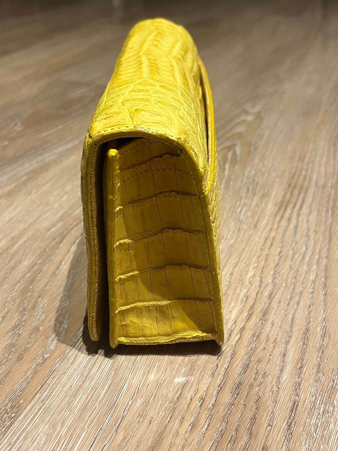 NWT Skin Yellow Crocodile Exotic Skin Clutch