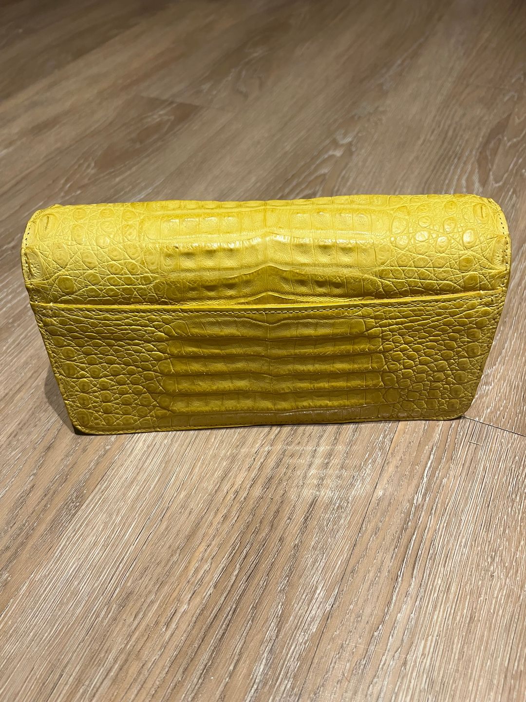 NWT Skin Yellow Crocodile Exotic Skin Clutch