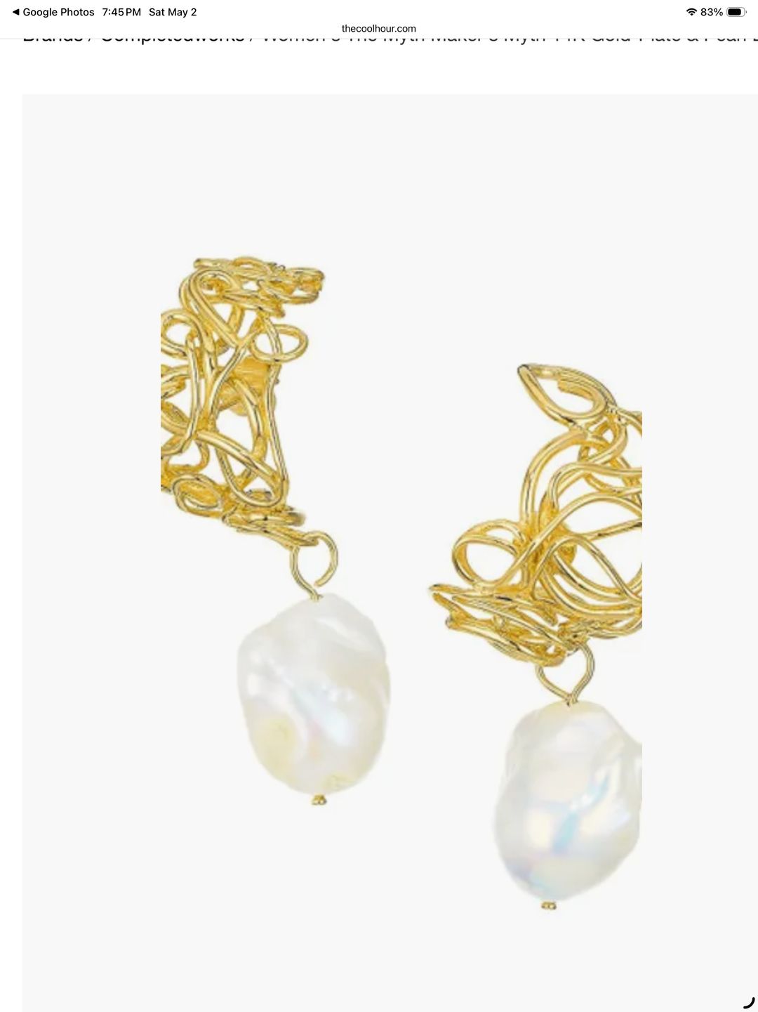 The Myth Maker's Myth - Baroque Pearl and Gold Vermeil Earrings