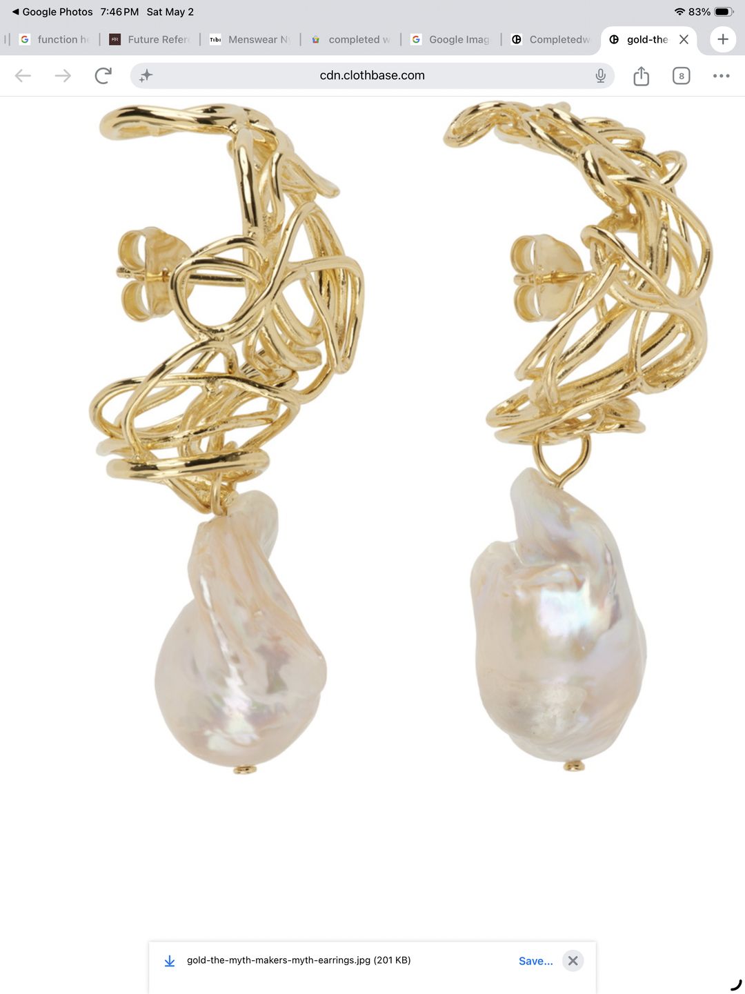 The Myth Maker's Myth - Baroque Pearl and Gold Vermeil Earrings