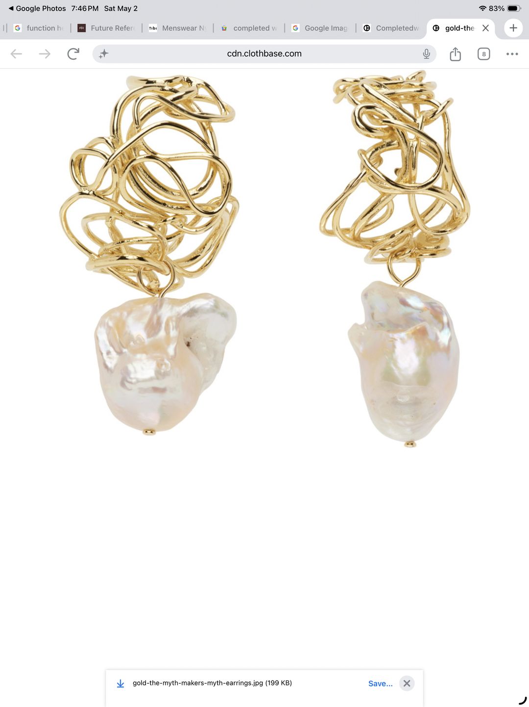 The Myth Maker's Myth - Baroque Pearl and Gold Vermeil Earrings