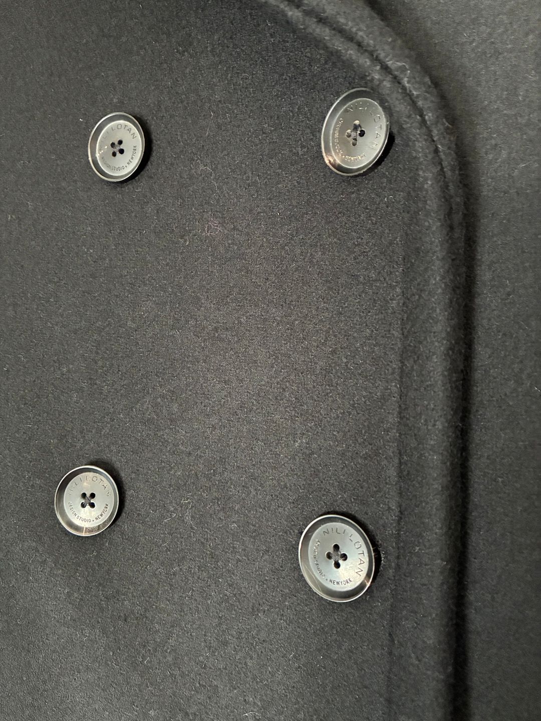 Worn Once Nili Lotan Cash Double-Breasted Wool-Twill Peacoat Black S