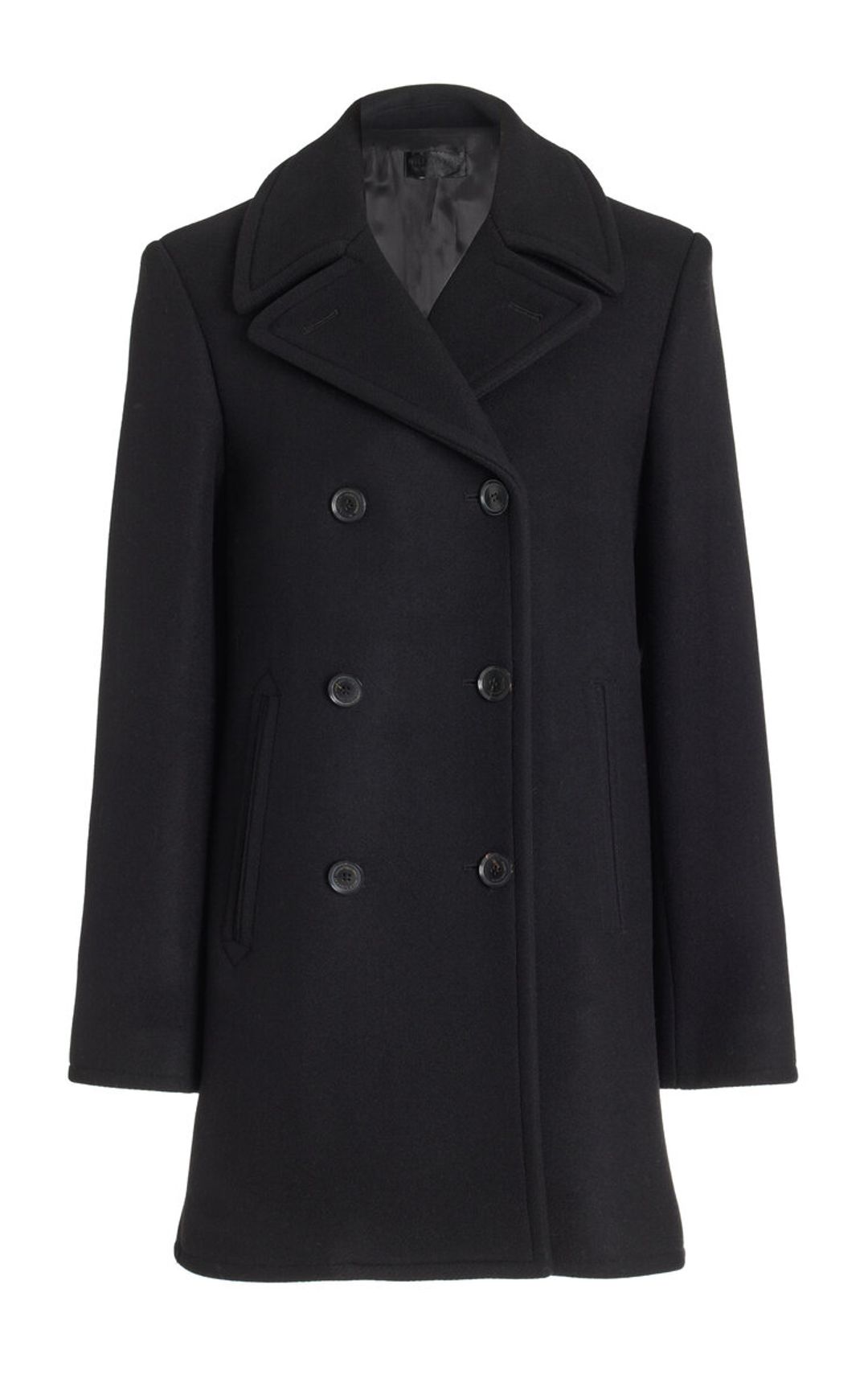 Worn Once Nili Lotan Cash Double-Breasted Wool-Twill Peacoat Black S
