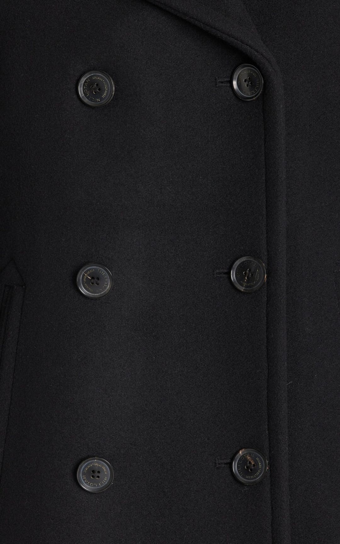 Worn Once Nili Lotan Cash Double-Breasted Wool-Twill Peacoat Black S