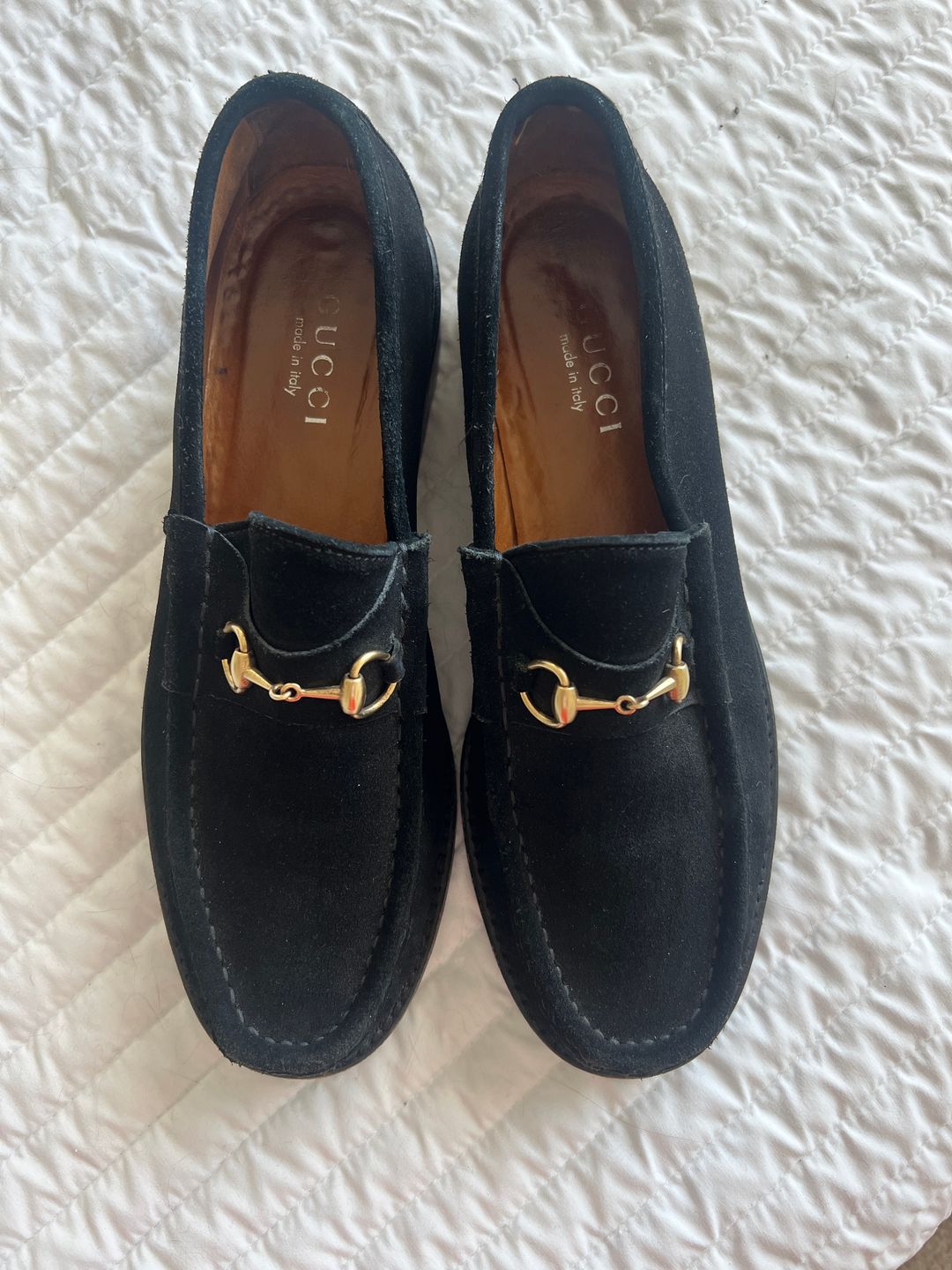 Gucci women Black Suede Loafers with Gold Accent GUC1881337_1_enlarged.jpg?auto  main image 4