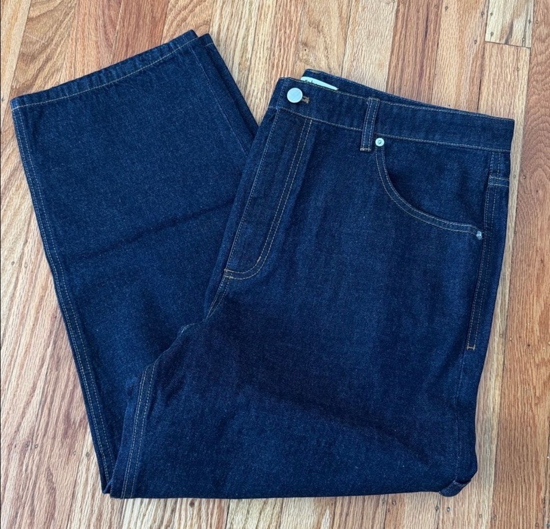 Spring Denim Cropped Slouchy Cargo Jean