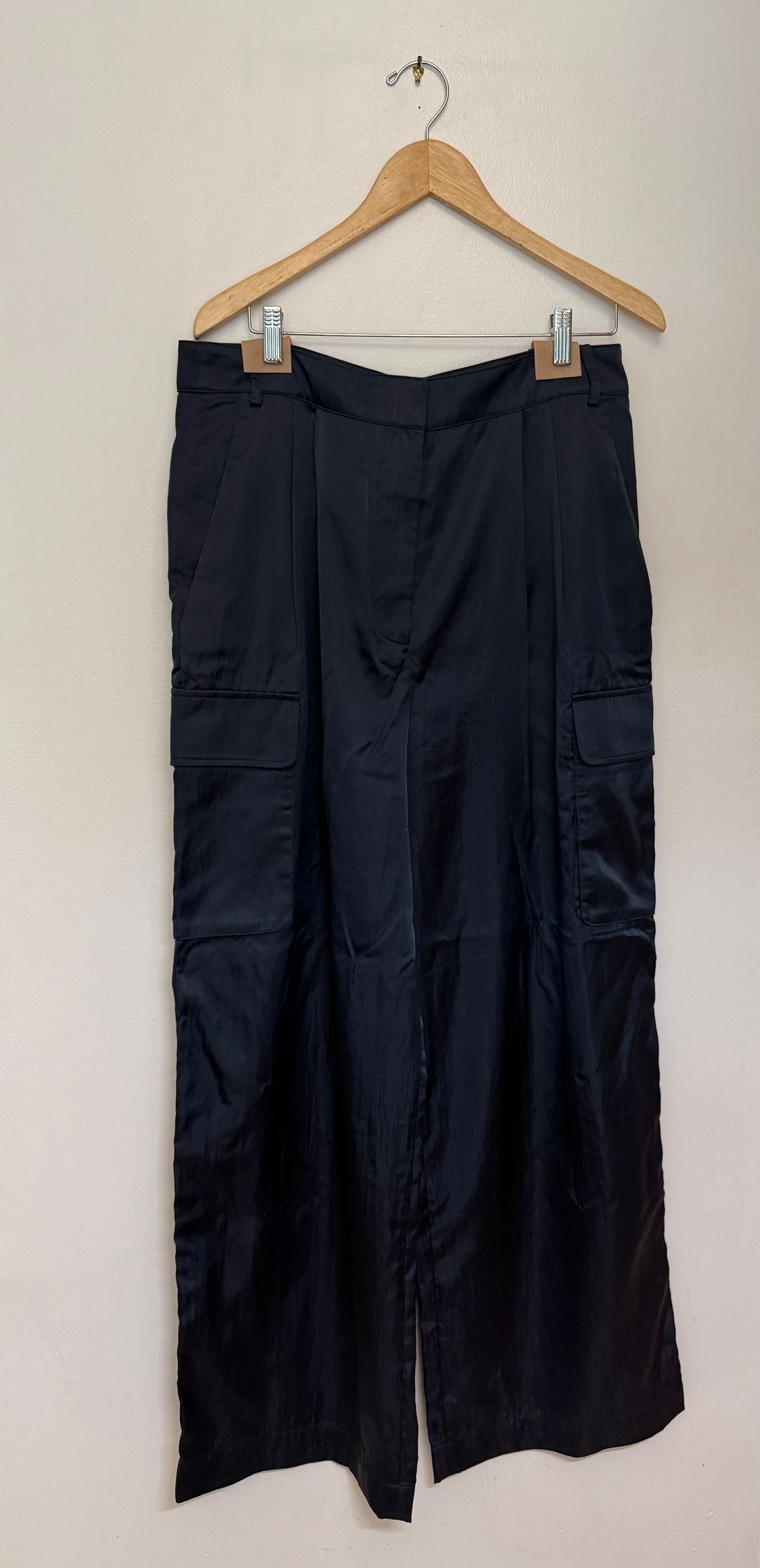 Shiny Nylon Pleated Stella Cargo Pant