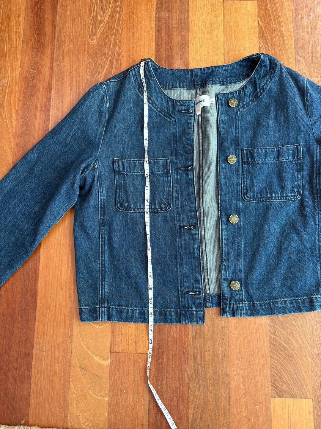 Collarless Denim Jacket In Cleopatra