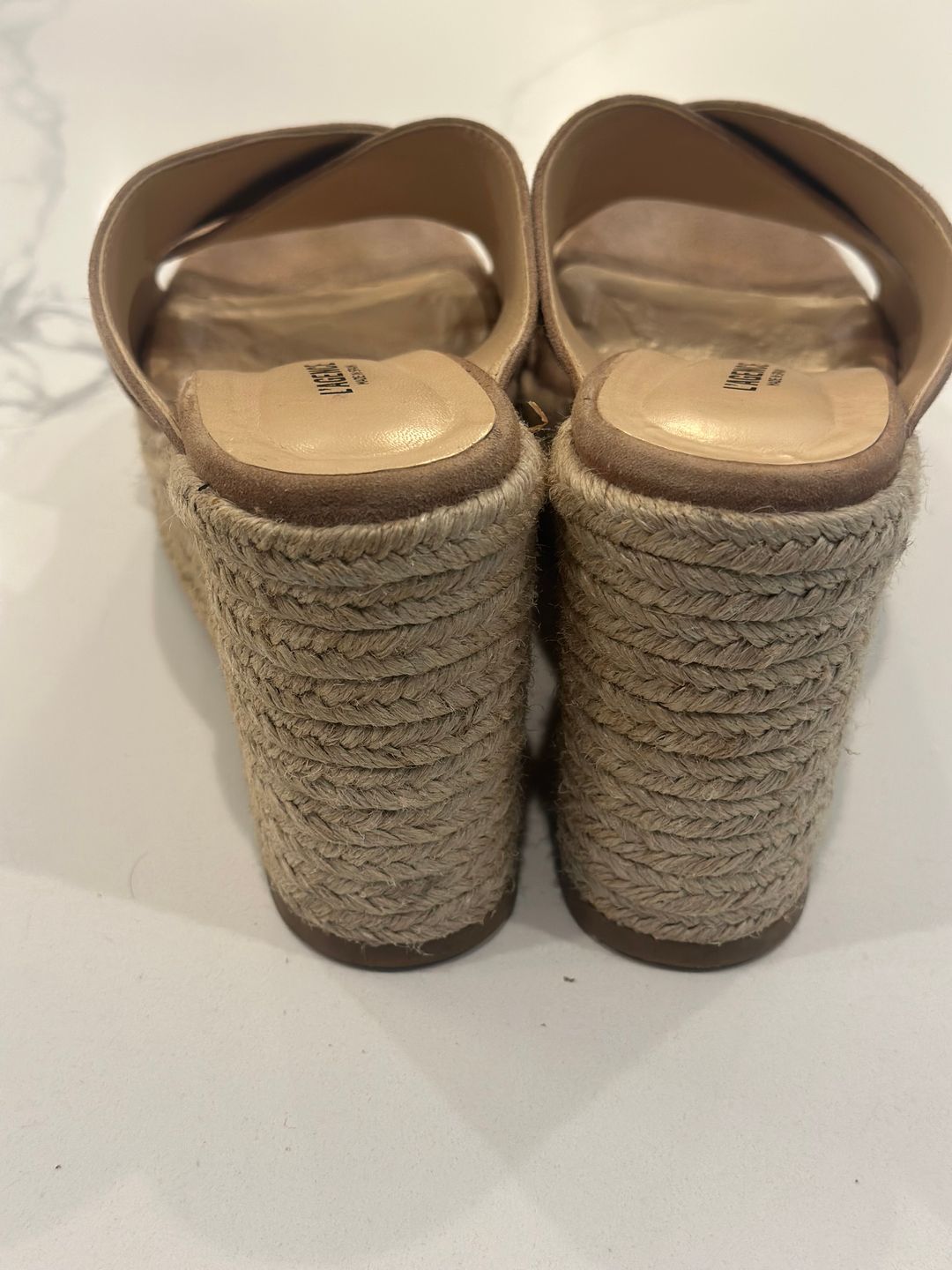 L'Agence Valletta Leather Suede Espadrille Wedge Sandal