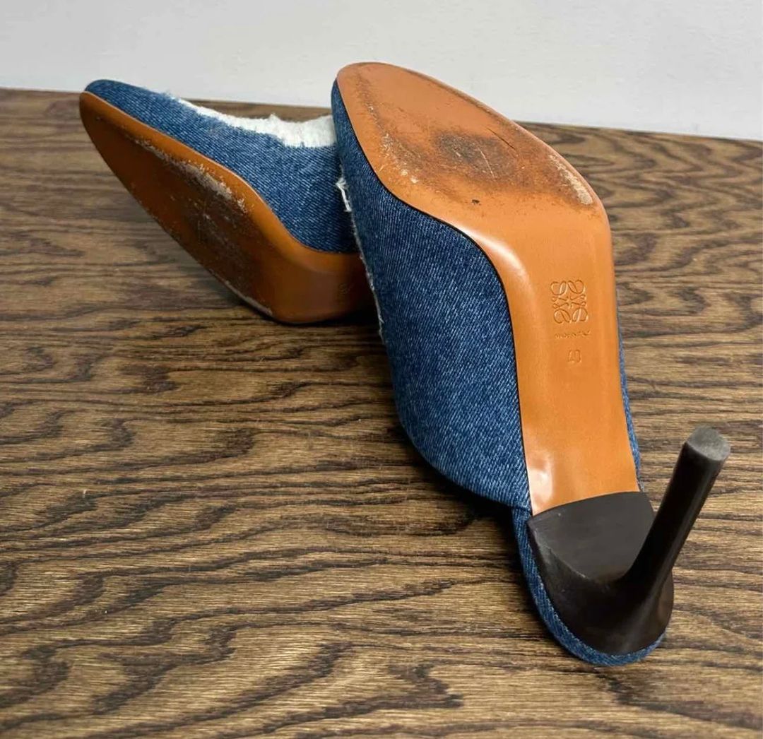 Ripped Denim Mule