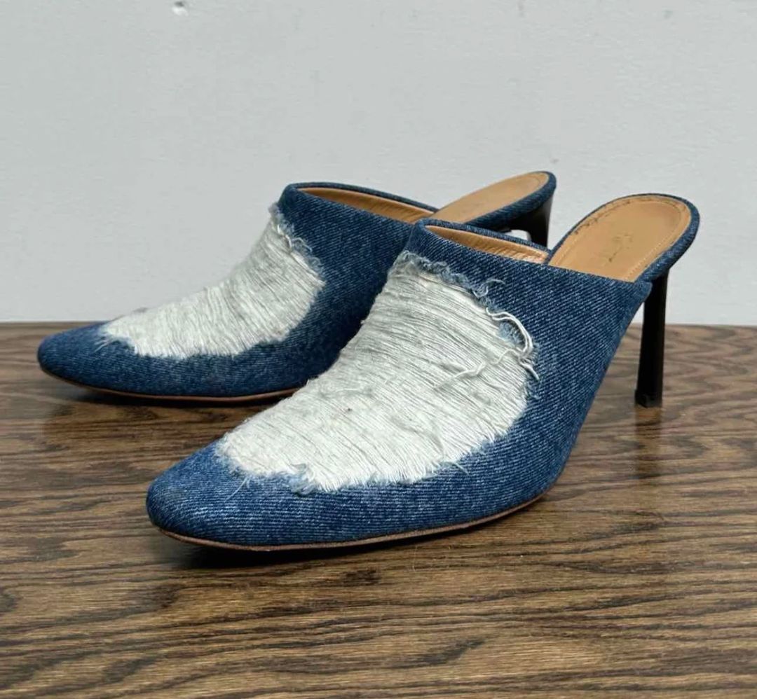 Ripped Denim Mule