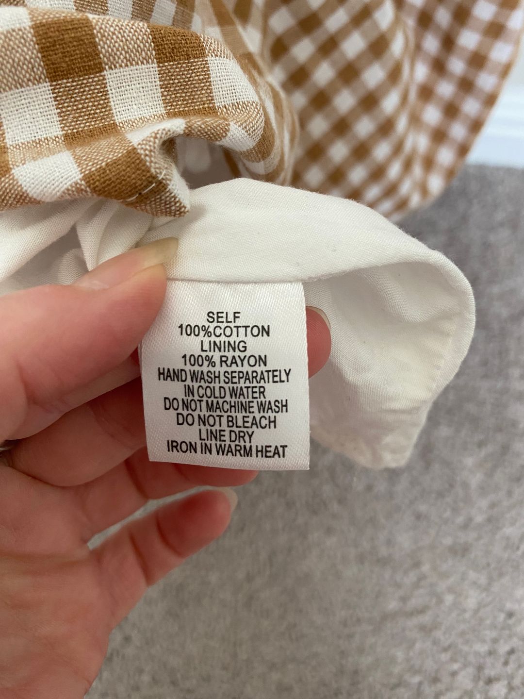 Brown and white gingham mini dress