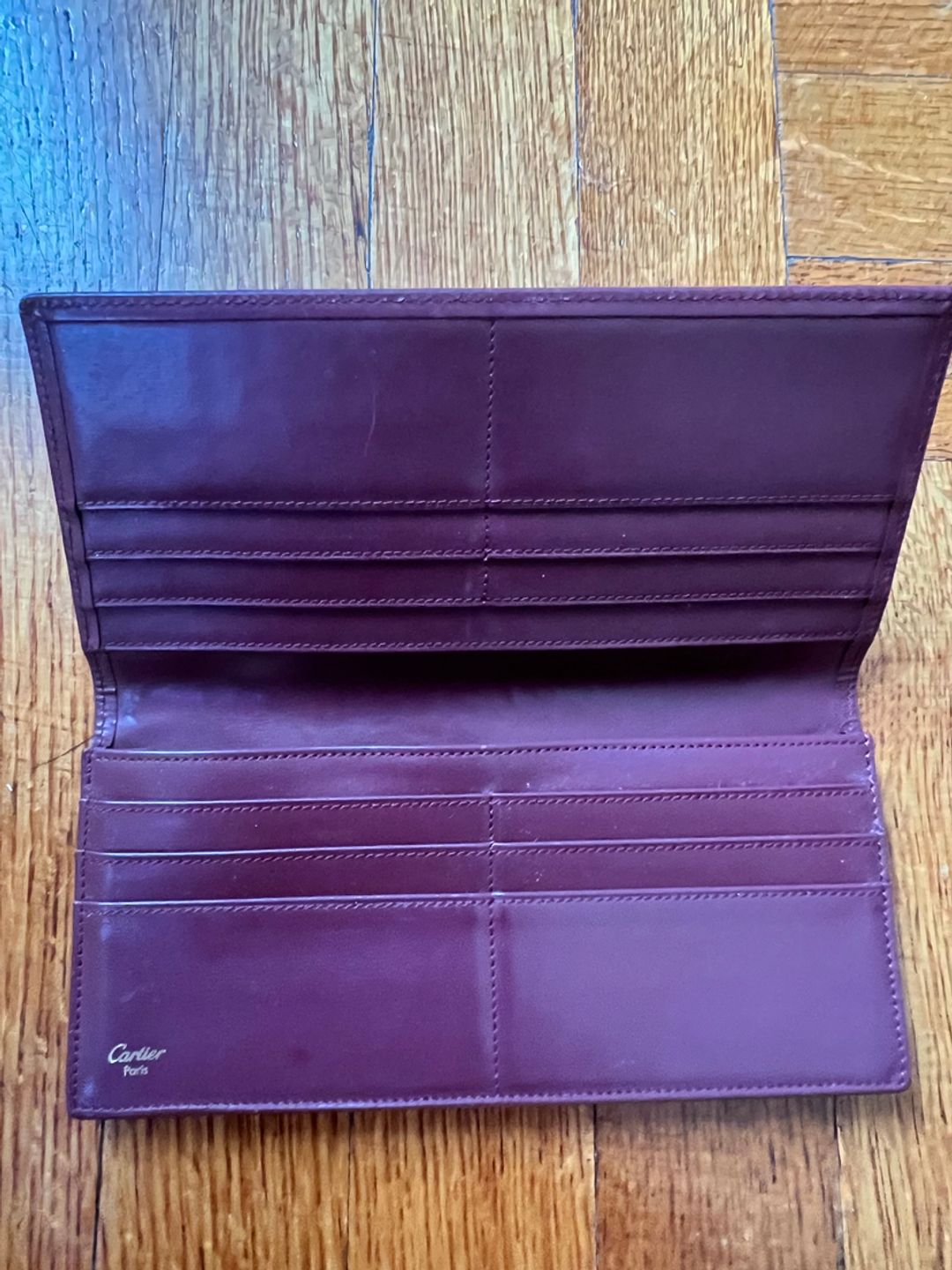 Cartier Burgundy Leather Bifold Wallet Clutch