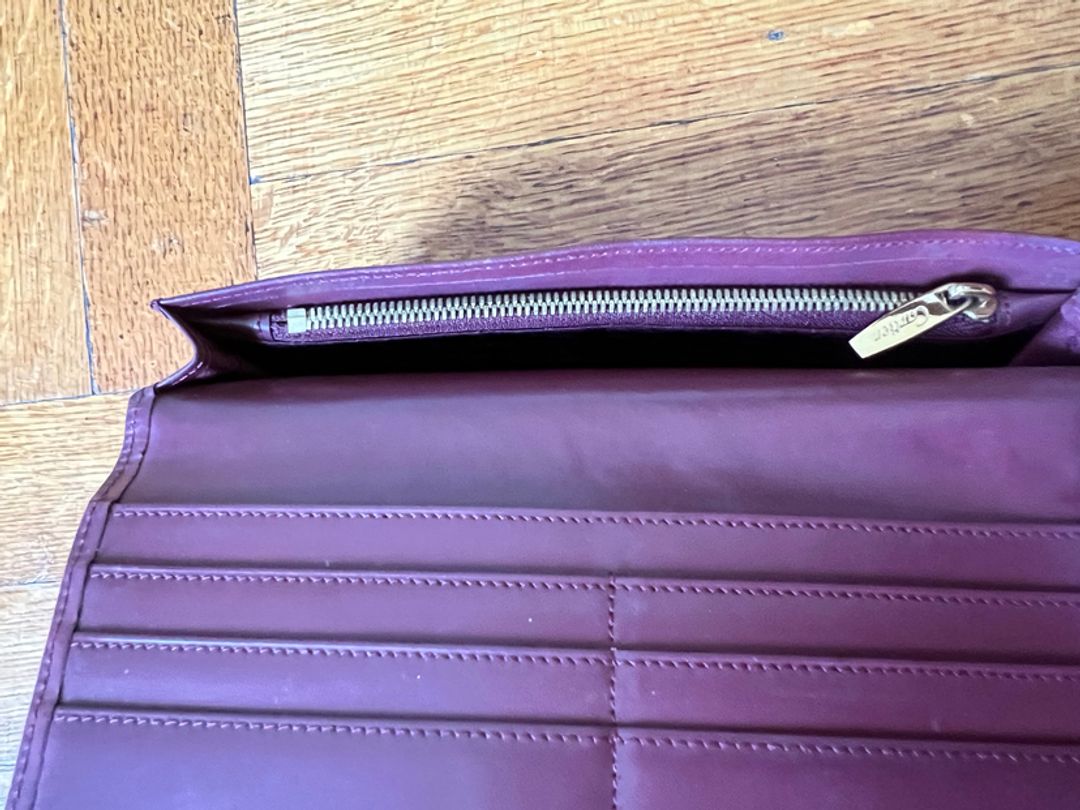 Cartier Burgundy Leather Bifold Wallet Clutch