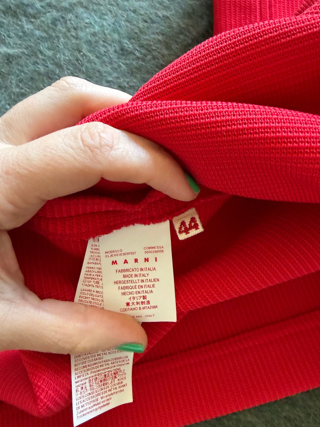 Marni Red Textured Open Back Buckle Detail