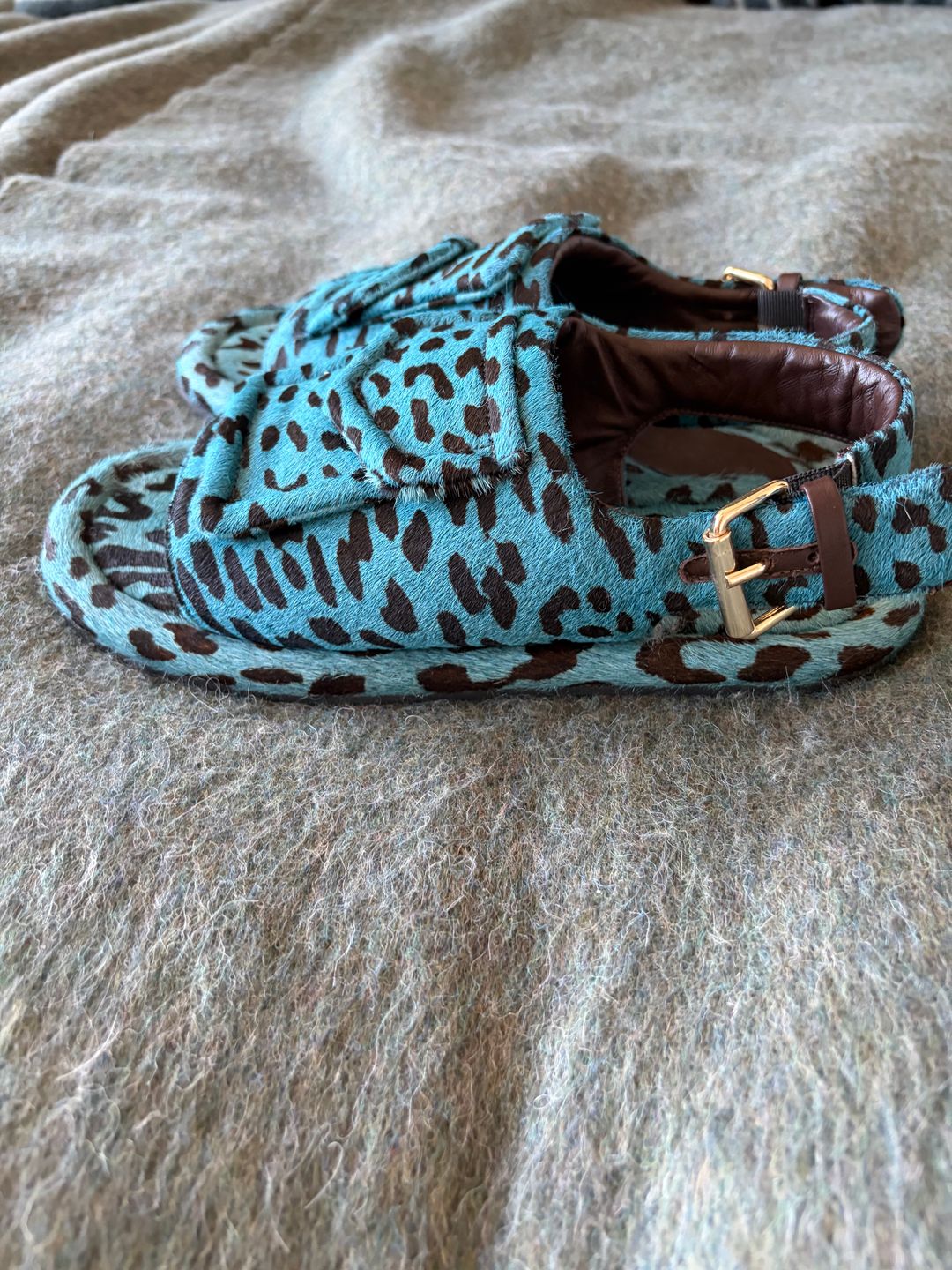 Pony Hair Calf Print Slingback Beryen Sandal
