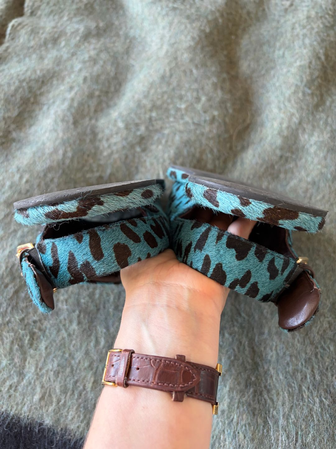 Pony Hair Calf Print Slingback Beryen Sandal