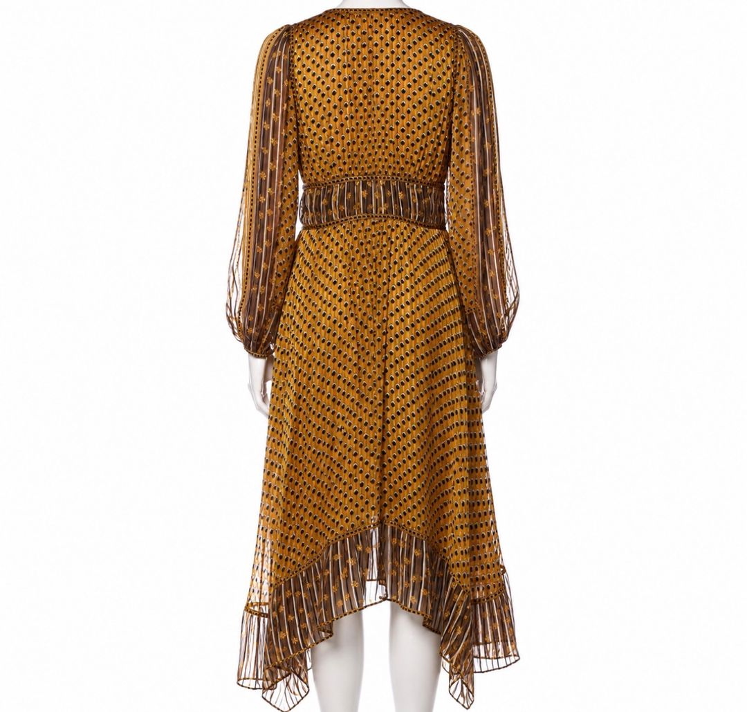Ulla Johnson 100% Silk Golden Tent Flutter Dress