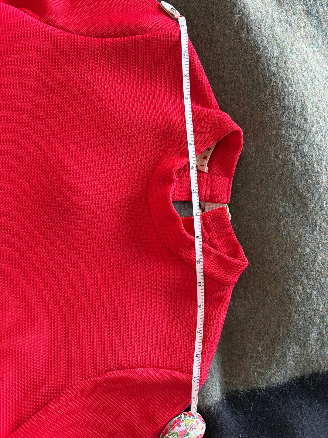 Marni Red Textured Open Back Buckle Detail