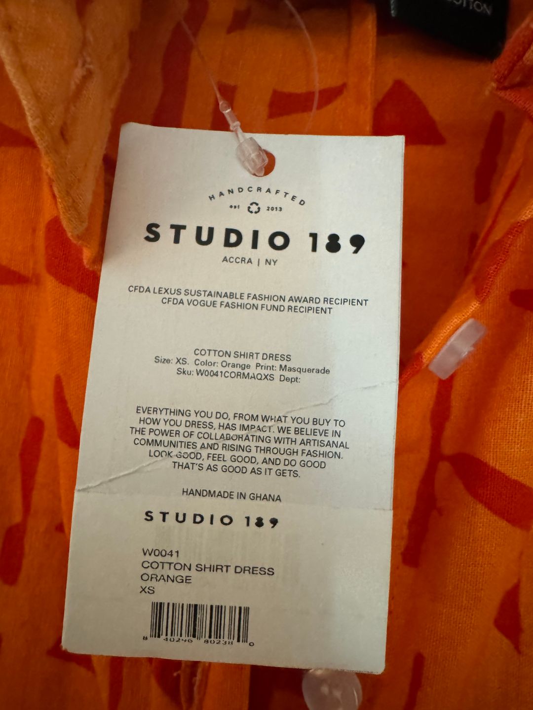 NWT Orange Masquerade Long Shirt Dress