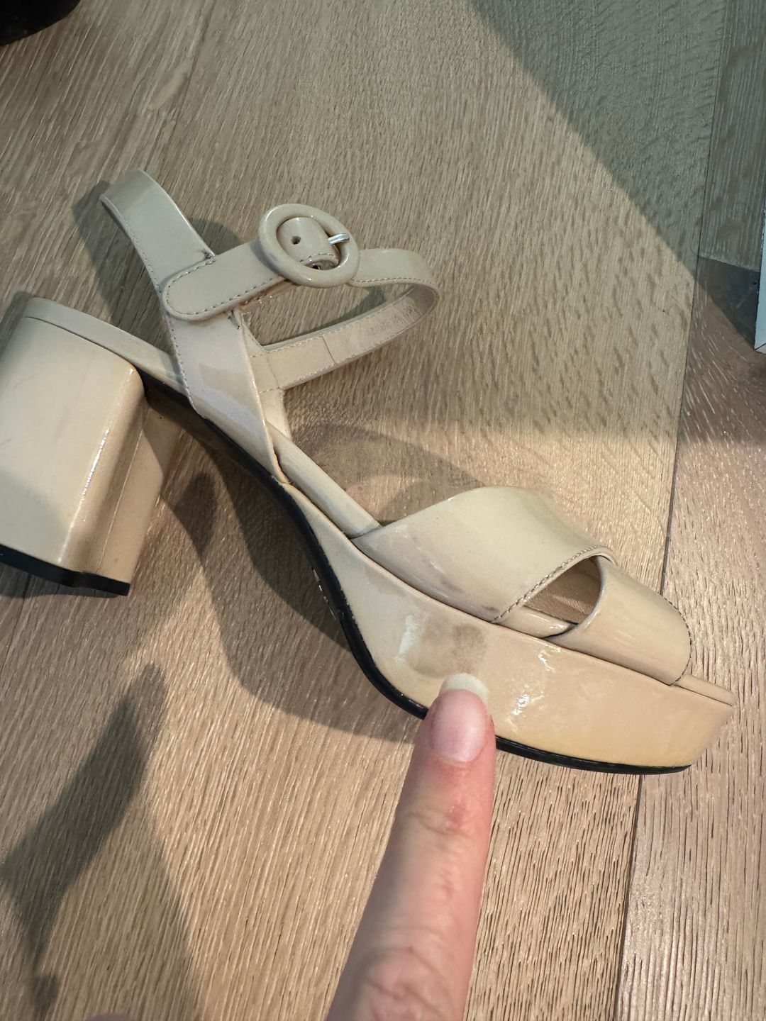 Prada Prada Block Heel Slingback Platform Nude Tan