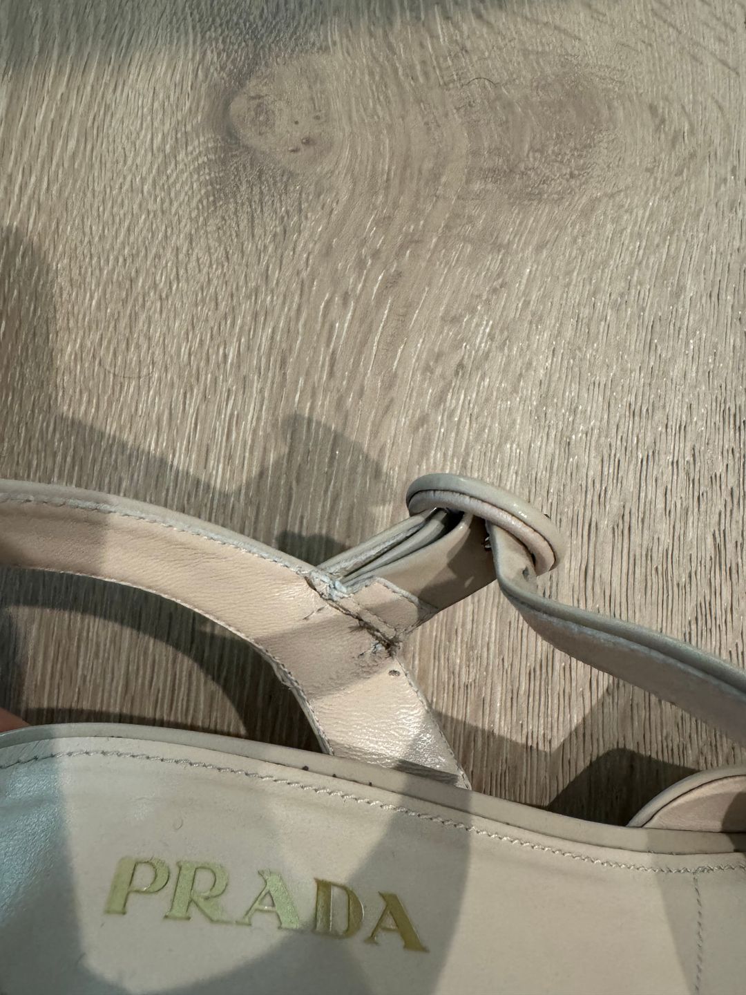 Prada Prada Block Heel Slingback Platform Nude Tan