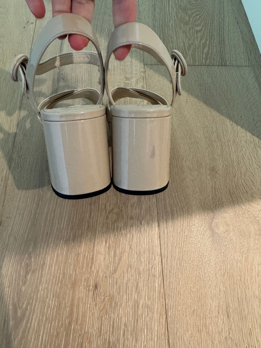 Prada Prada Block Heel Slingback Platform Nude Tan