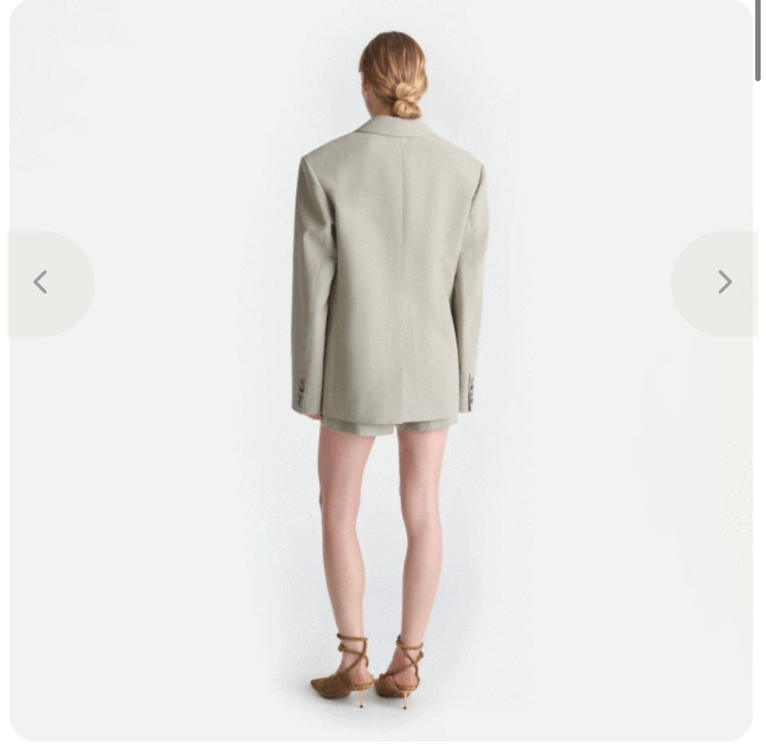 Diante Boxy Raw Silk Blazer - Sand Grey on Garmentory