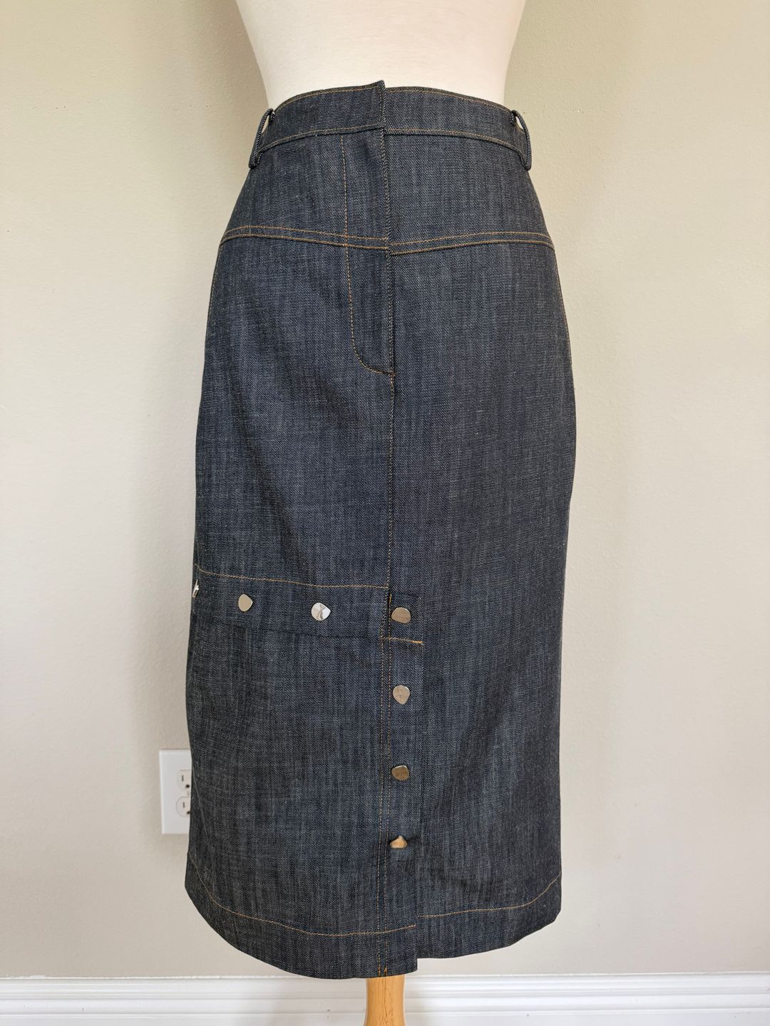 Denim Midi Pencil Skirt