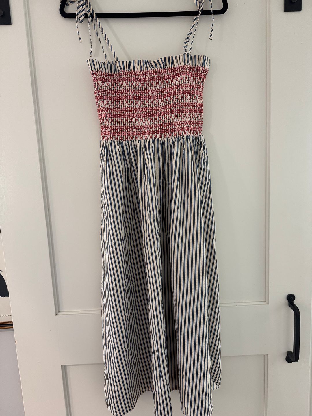 THML Tie Strap Striped Midi Dress