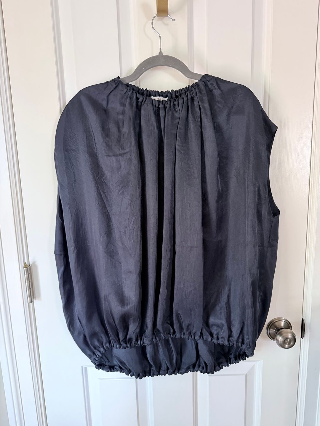 Spring Acetate Shirred Neck Circular Top
