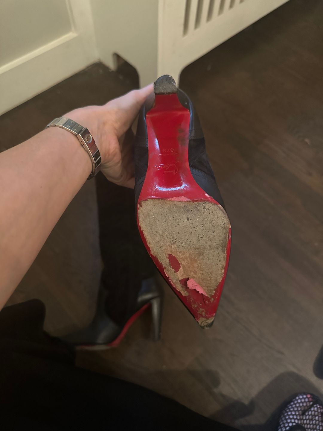 Christian Louboutin Santia Botta Mixed Leather Red Sole Boots