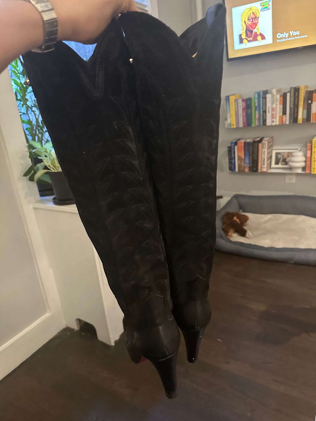 Christian Louboutin Santia Botta Mixed Leather Red Sole Boots