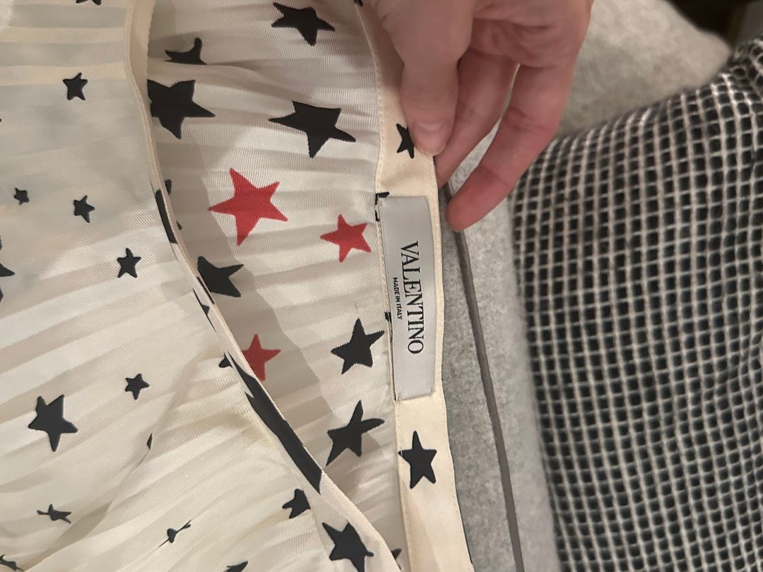 Valentino Stars Silk Midi Skirt In White