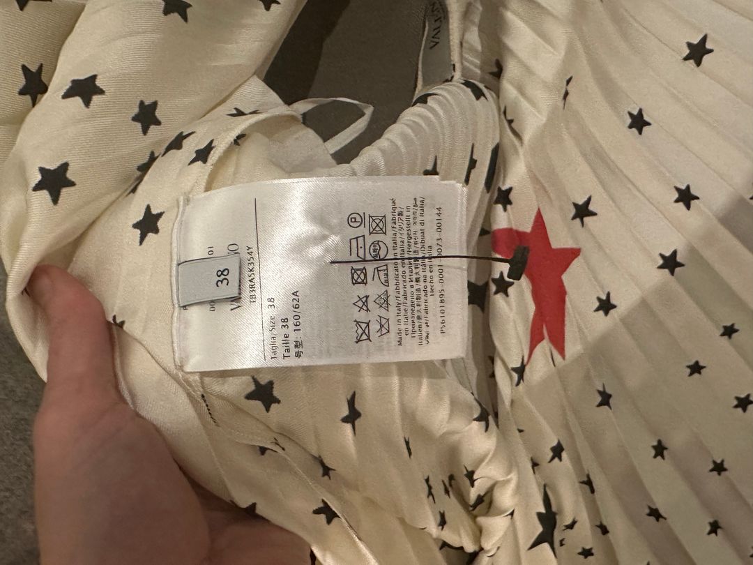 Valentino Stars Silk Midi Skirt In White