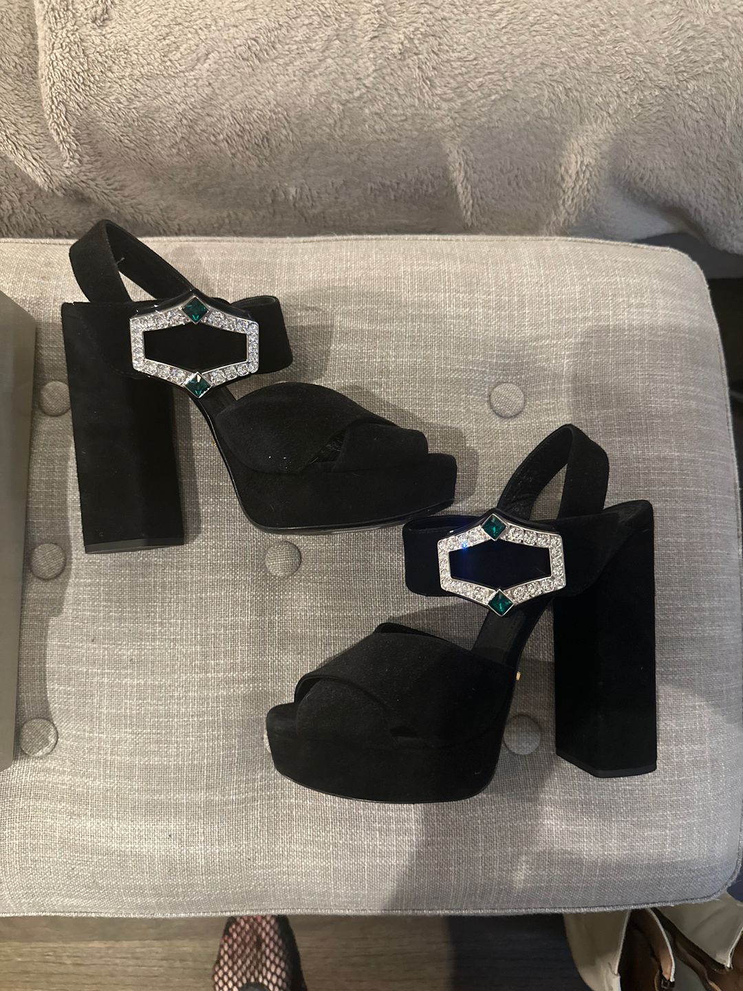 Velvet Crystal Embellishments Sandals